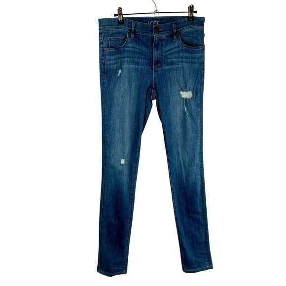 LOFT Modern Skinny Denim Jeans Women 28 Tall Long Blue Medium Wash Mid Rise - Picture 1 of 9